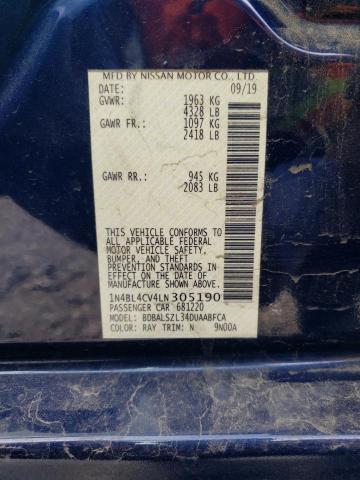 2020 NISSAN ALTIMA SR 1N4BL4CV4LN305190