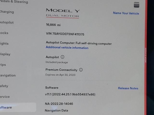 7SAYGDEF5NF411375 Tesla Model Y
