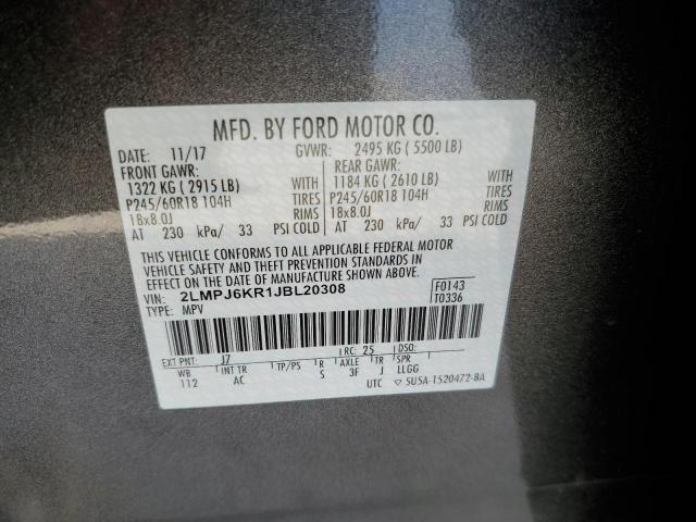 2018 LINCOLN MKX SELECT 2LMPJ6KR1JBL20308