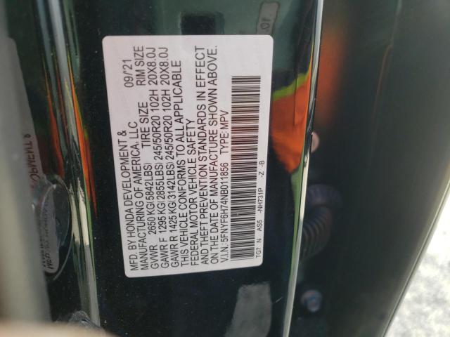 2022 HONDA PILOT BLAC 5FNYF6H74NB011856