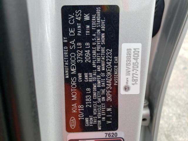 3KPF34AD3KE042232 KIA Forte Gt Line