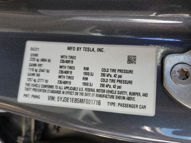 2021 TESLA MODEL 3 - 5YJ3E1EB5MF001716