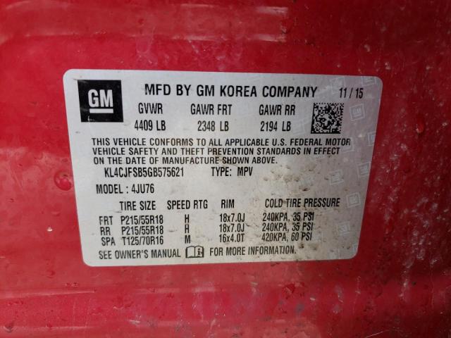 2016 BUICK ENCORE CON - KL4CJFSB5GB575621