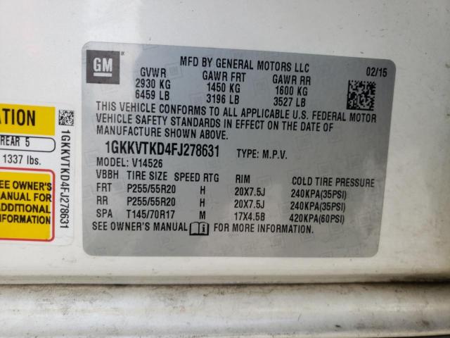 1GKKVTKD4FJ278631 GMC Acadia Denali