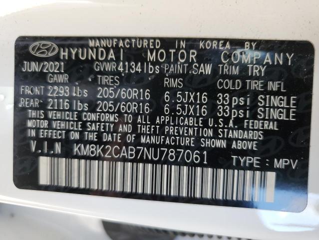 KM8K2CAB7NU787061 Hyundai Kona Sel