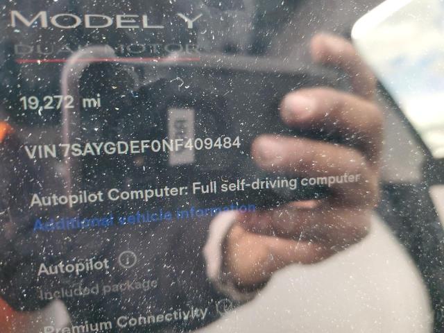 7SAYGDEF0NF409484 Tesla Model Y