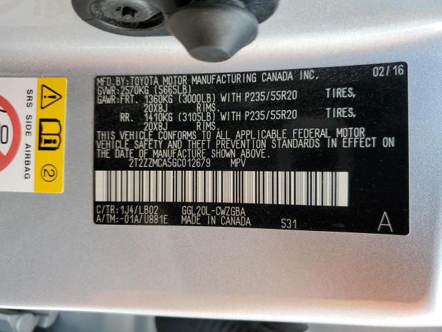 2016 LEXUS RX 350 - 2T2ZZMCA5GC012679