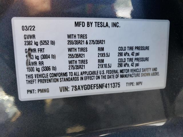 7SAYGDEF5NF411375 Tesla Model Y