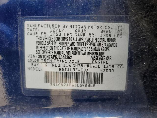 3N1CN7AP6JL848362 Nissan VERSA S