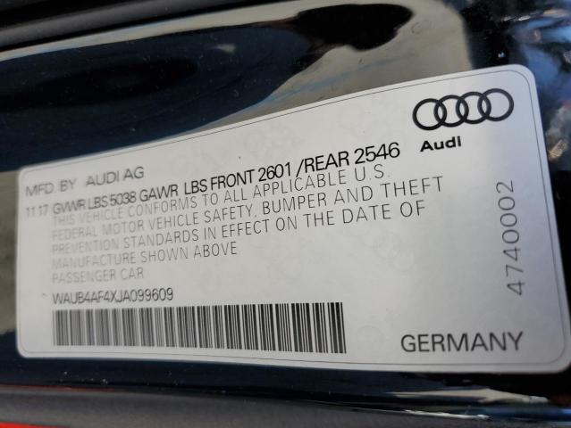 2018 AUDI S4 PREMIUM - WAUB4AF4XJA099609