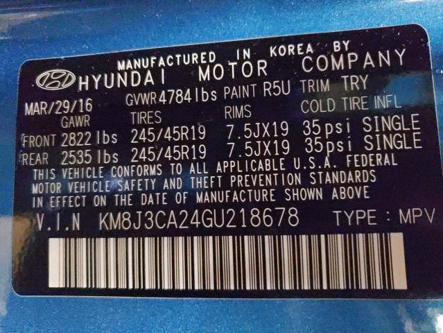2016 HYUNDAI TUCSON LIM - KM8J3CA24GU218678