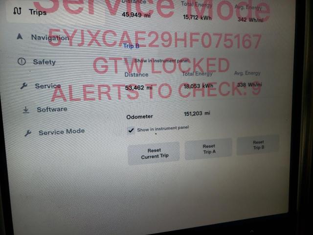 2017 TESLA MODEL X 5YJXCAE29HF075167