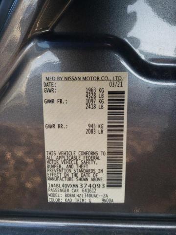 2021 NISSAN ALTIMA SV - 1N4BL4DVXMN374093