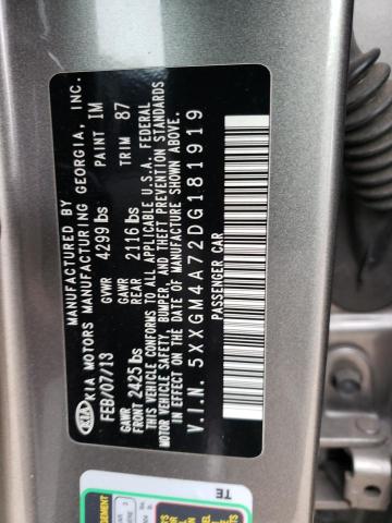 5XXGM4A72DG181919 KIA Optima Lx