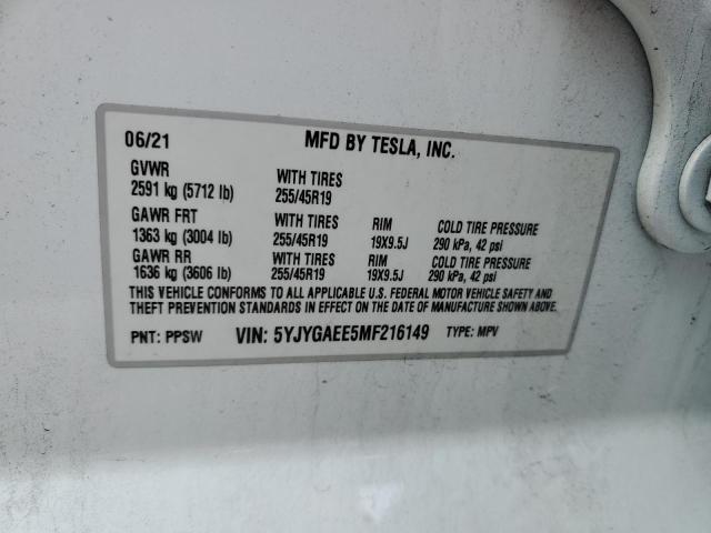 5YJYGAEE5MF216149 Tesla Model Y