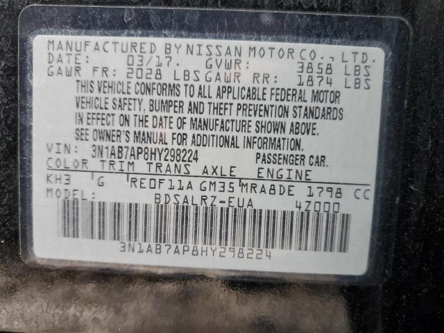 2017 NISSAN SENTRA S 3N1AB7AP8HY298224