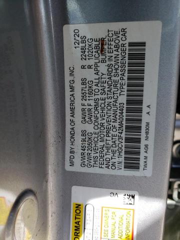 2021 HONDA ACCORD HYB 1HGCV3F42MA004403