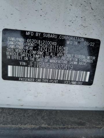 2022 SUBARU WRX GT JF1VBAU6XN8020419