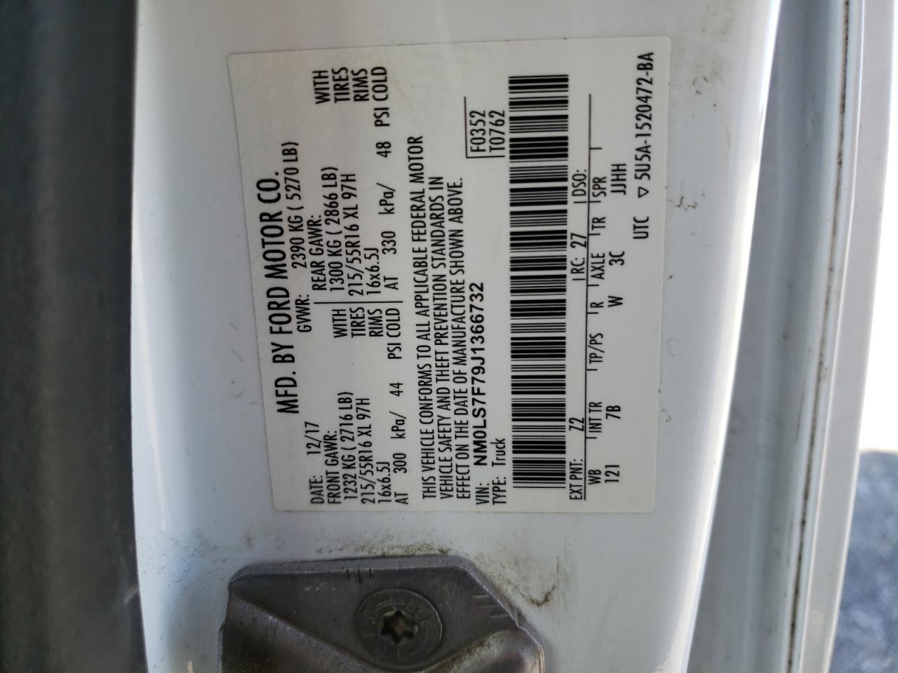 NM0LS7F79J1366732 FORD TRANSIT 2018