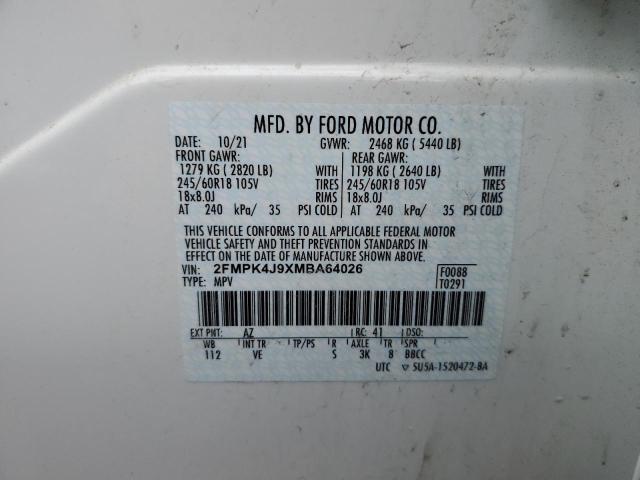 2021 FORD EDGE SEL 2FMPK4J9XMBA64026
