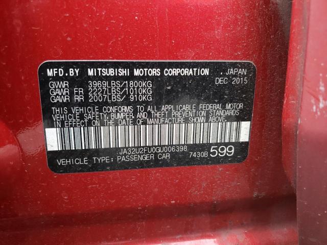 JA32U2FU0GU006398 Mitsubishi LANCER ES