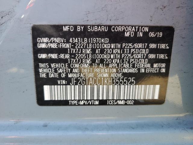 2019 SUBARU CROSSTREK JF2GTACC1KH355525