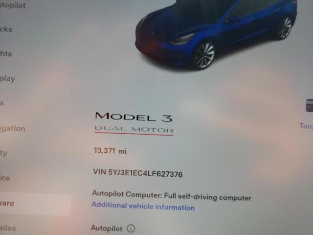 5YJ3E1EC4LF627376 Tesla MODEL 3