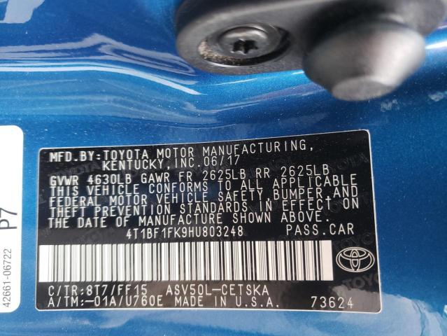 2017 TOYOTA CAMRY LE 4T1BF1FK9HU803248