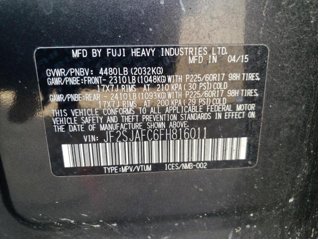 2015 SUBARU FORESTER 2 - JF2SJAFC6FH816011