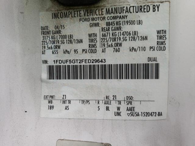 2015 FORD F550 SUPER - 1FDUF5GT2FED29643