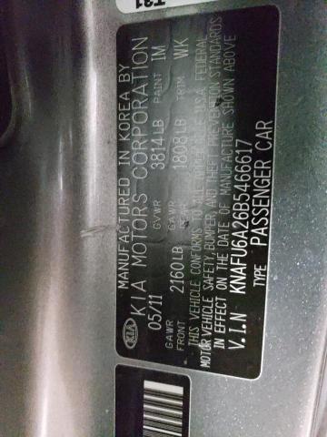 KNAFU6A26B5466617 KIA FORTE EX
