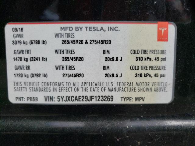 5YJXCAE29JF123269 Tesla MODEL X