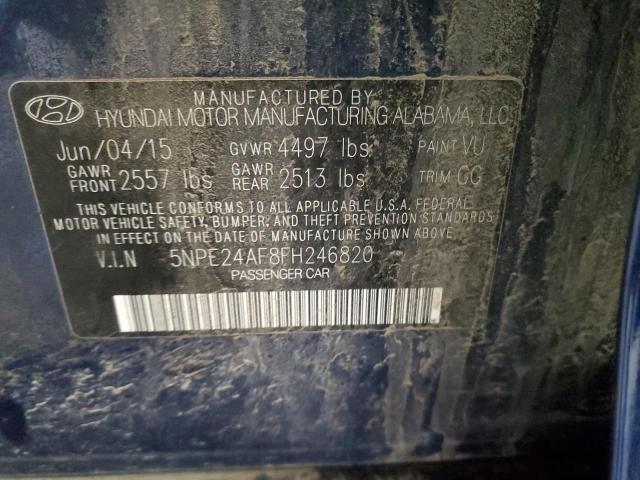 5NPE24AF8FH246820 Hyundai SONATA SE