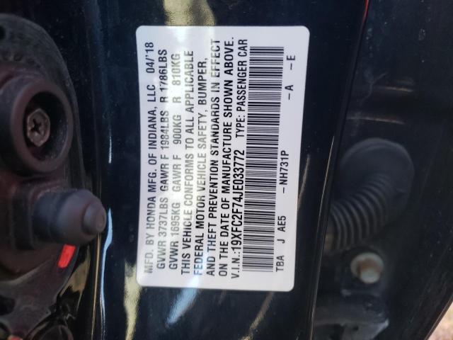 2018 HONDA CIVIC EX 19XFC2F74JE033772