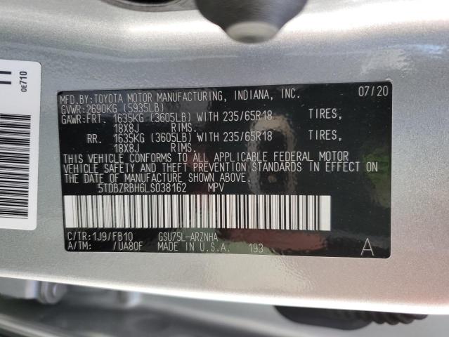 VIN 5TDBZRBH6LS038162 2020 Toyota Highlander, L no.13