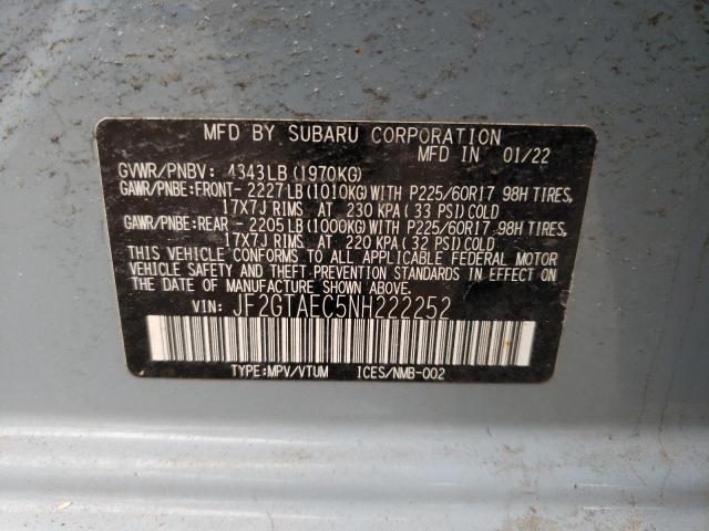 JF2GTAEC5NH222252 Subaru Crosstrek Premium