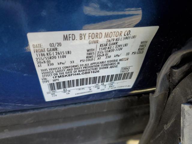 2020 FORD EXPLORER L 1FMSK8FH4LGB81626