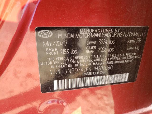 2017 HYUNDAI ELANTRA SE 5NPD74LF6HH207060