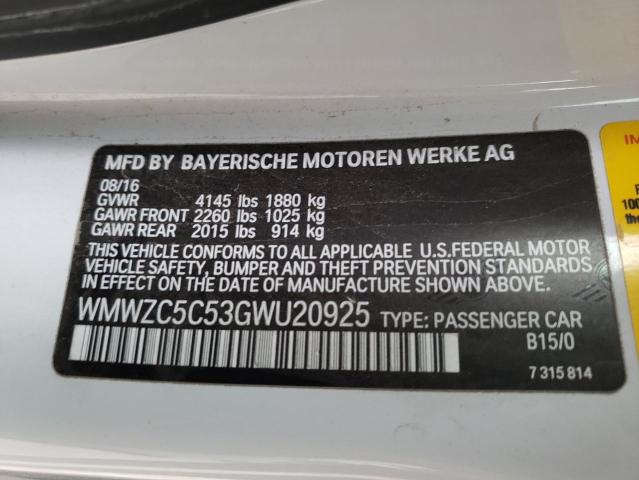 WMWZC5C53GWU20925 Mini Cooper