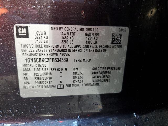 2015 CHEVROLET TAHOE C150 - 1GNSCBKC2FR634389