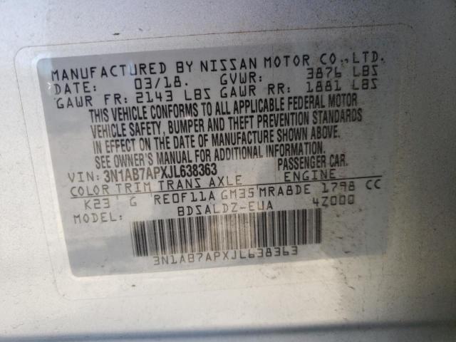 3N1AB7APXJL638363 Nissan Sentra
