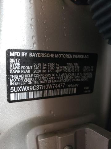 2017 BMW X3 XDRIVE2 5UXWX9C37H0W74477