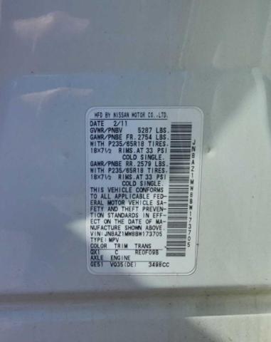 JN8AZ1MW8BW173705 Nissan Murano