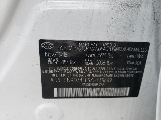 2019 HYUNDAI ELANTRA SE - 5NPD74LF5KH435669