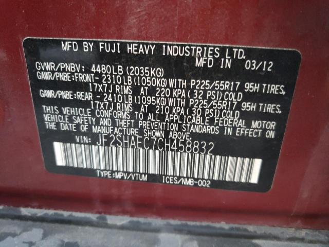 JF2SHAEC7CH458832 Subaru Forester Limited