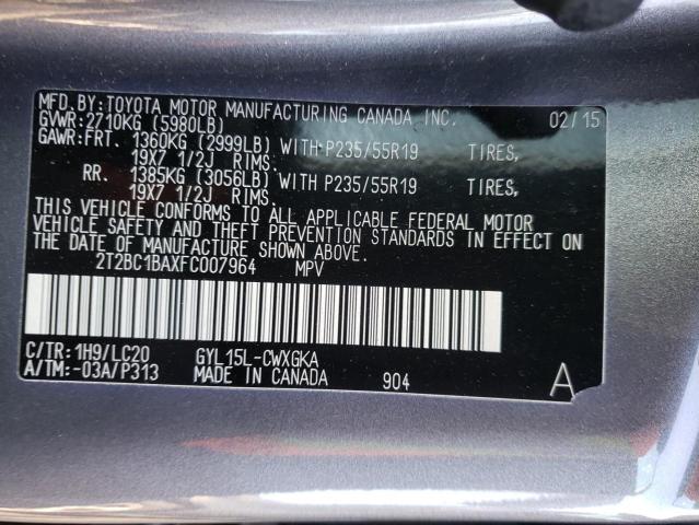 2015 LEXUS RX 450H 2T2BC1BAXFC007964