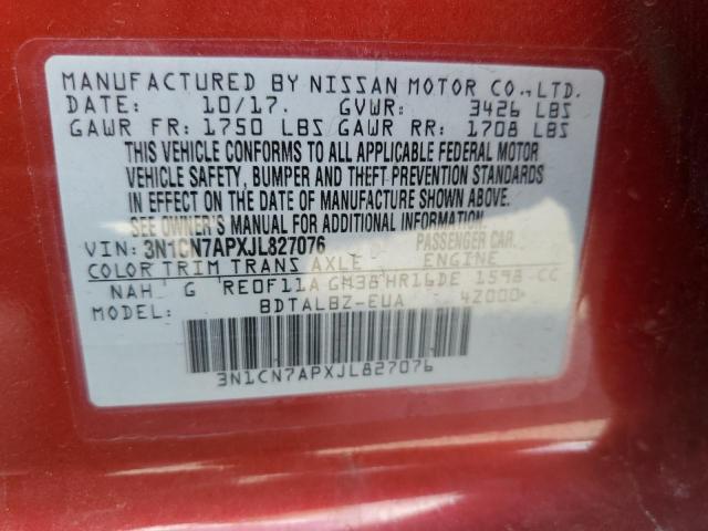 2018 NISSAN VERSA S 3N1CN7APXJL827076