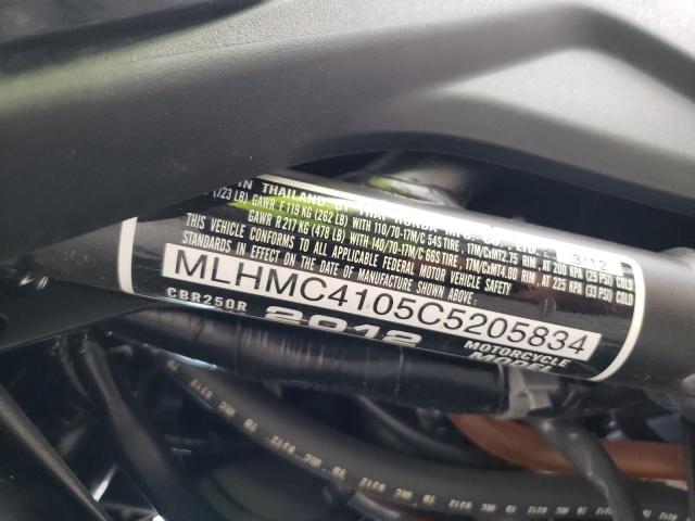 2012 HONDA CBR250 R MLHMC4105C5205834