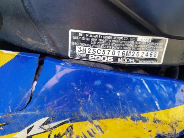 2006 HONDA CBR1000 RR - JH2SC57016M202468