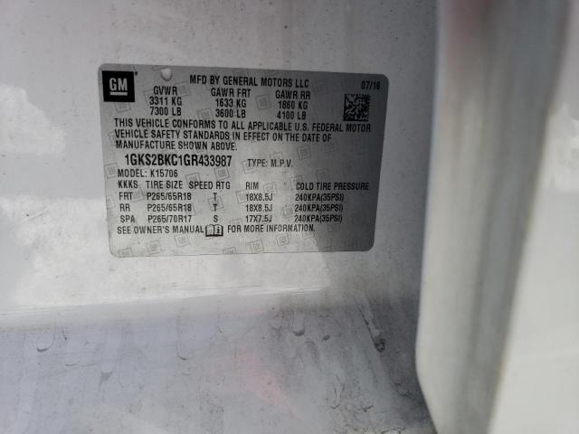 1GKS2BKC1GR433987 GMC YUKON SLT